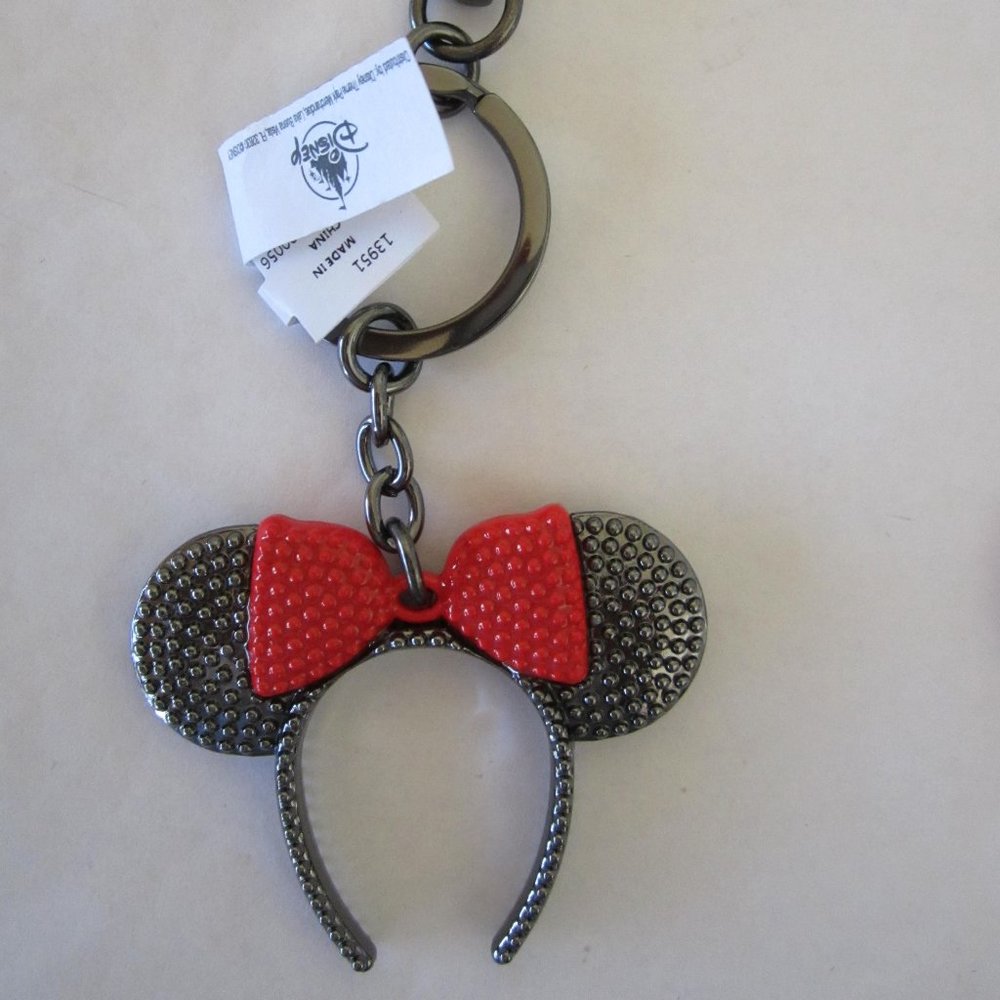 Disney Minnie Mouse Red Bow or Gold Bow Headband Ear Keychain - Picture 2 of 6